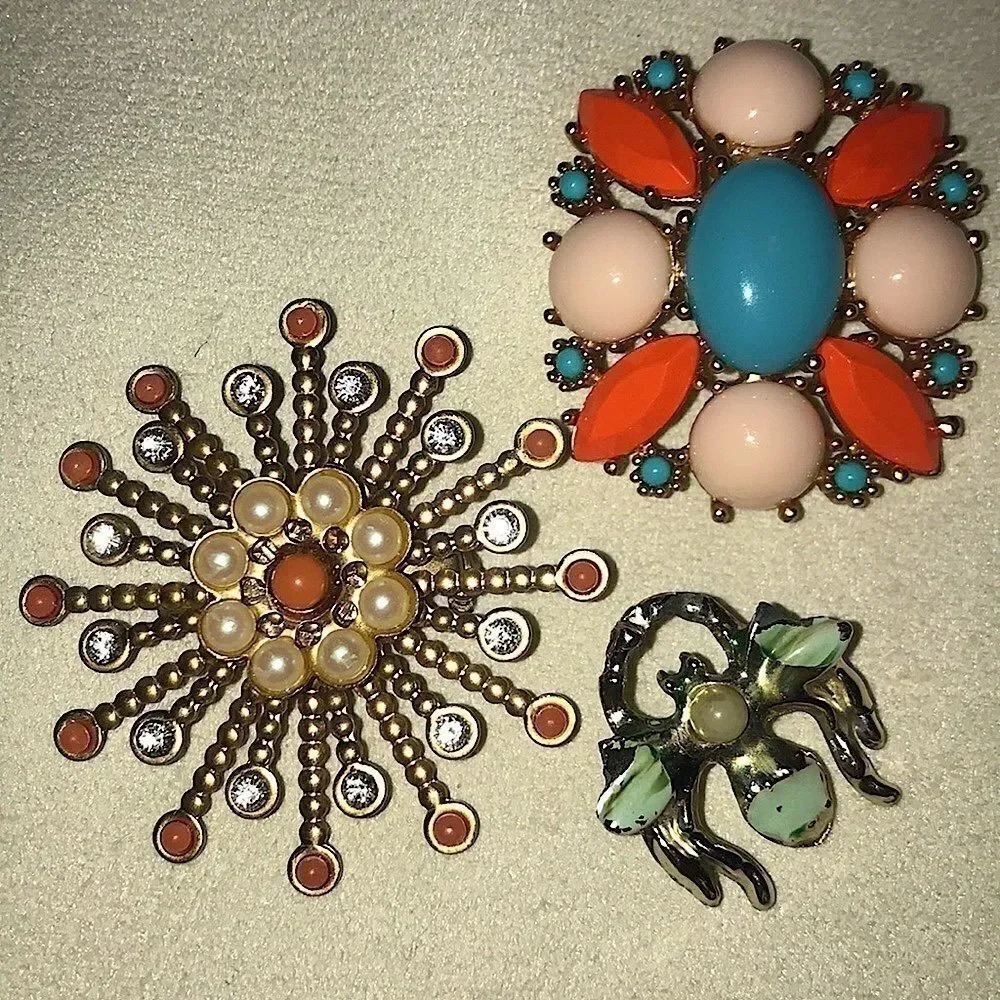 Set of Orange and Blue Summer Brooches!!